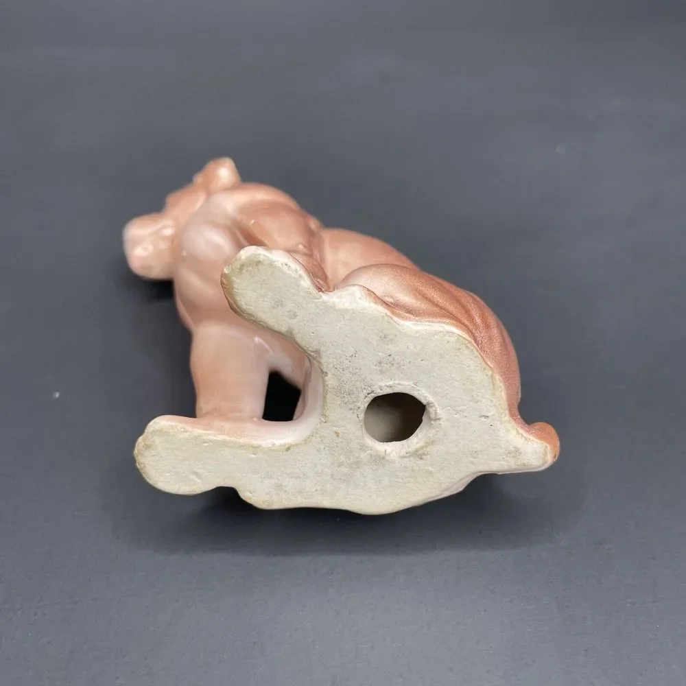 Vtg Dog Figurine Boxer Bully Breed Wrinkly‎ Face Pointy Ears Tan Porcelain Puppy